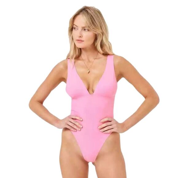 L*Space Katniss One-Piece Swimsuit - Guava Pink - Size XL - Picture 1 of 6